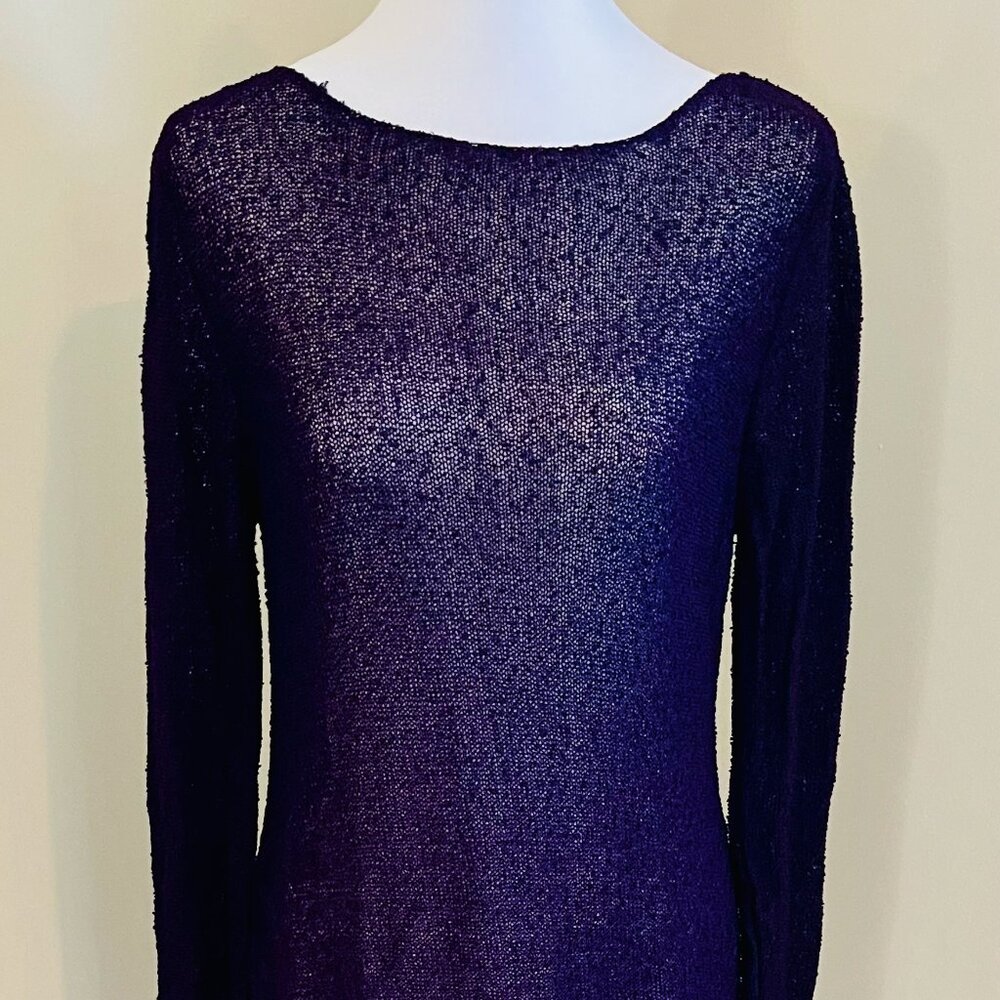 Chico's Deep Purple Crocheted Tunic with Fringes